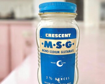 Vintage Glass Bottle MSG (Monosodium Glutamate) 2.5 Oz. Crescent Mfg Seattle WA
