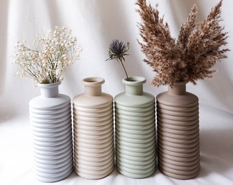 Esme Vase | Gerippte Vasen | Modern | Minimalistisch | Skandinavischer Stil | Vase Pampas Dekor | Tischdeko | Gerippte Vase | Hochzeit Tischdeko