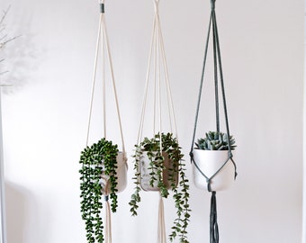 Modern Macrame Plant Hanger | Eco-friendly Recycled Cotton | Home Decor | Plant Accessories | Customizable | Boho | Scandinavian