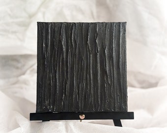 Träkol Charcoal (2024) - Small | Svenska Art Collection | Original Artwork | Black Abstract Art | Textured Art | Boxed Deep Canvas