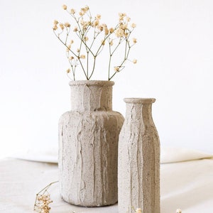 Träkol Textured Vase | Small | Scandinavian Bohemian Style | Bottle Neck Vase | Rustic Decor