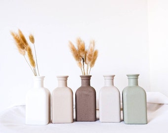 Zoria Vase | Small 11cm | Scandinavian Textured Boho Style | Bottle Neck | Rustic Home Decor