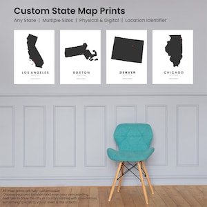 CUSTOM STATE MAP Prints, Any Location - City Location Print, sTATE Map, Map Print, Map Poster, Custom Map