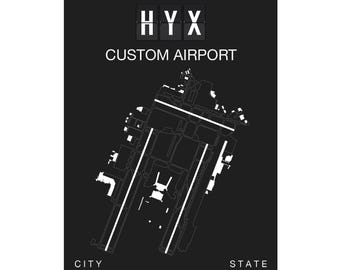 Custom Airport Map Print, Personalized Travel Art