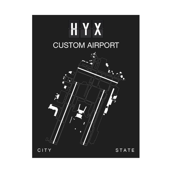 Custom Airport Map Print, Personalized Travel Art