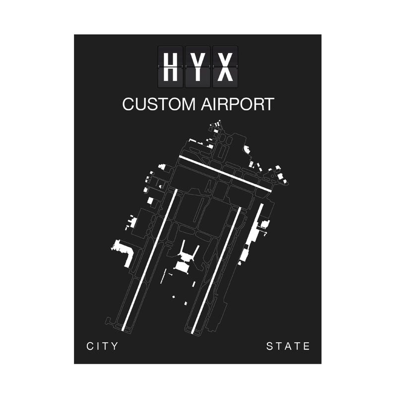 Custom Airport Map Print, Personalized Travel Art image 1