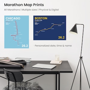 GEPERSONALISEERDE MARATHONKAARTprints, elke marathon | Aangepaste kaartafdruk | Gepersonaliseerde naam en tijd