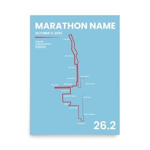 Impresión de mapa de maratón personalizado, regalo de carrera personalizado