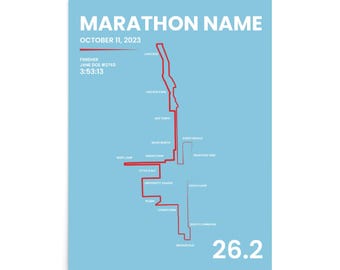 Aangepaste afdruk marathonkaart, gepersonaliseerd racecadeau
