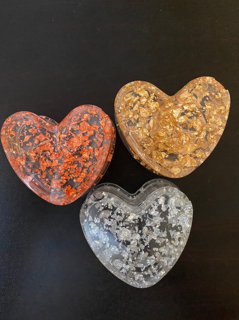 Hexagon Square Heart Glossy Resin Jewelry Boxes Copper Golden |Silver