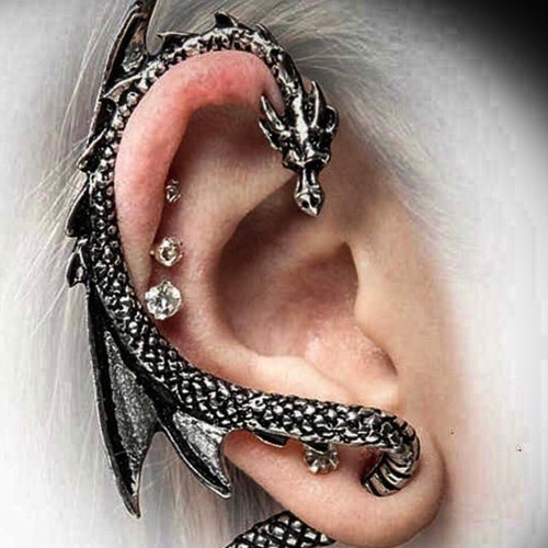 The Dragon Ear Cuff Ear Cuff Ancient Dragon Ear Clip Earrings Etsy