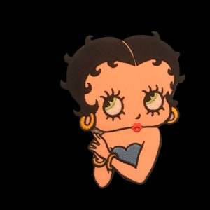 Loisirs Creatifs Couture Decorations Details Betty Boop Robe Rose Cartoon Comics Brode Iron On Applique Patch