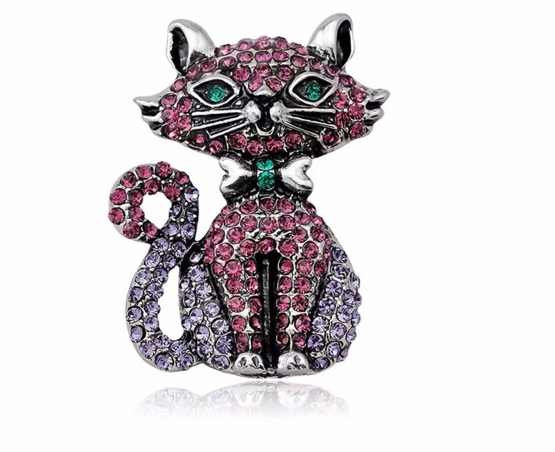 NEW ARRIVAL Full Rhinestone Cat Brooches for Women Lovely Cat Etsy