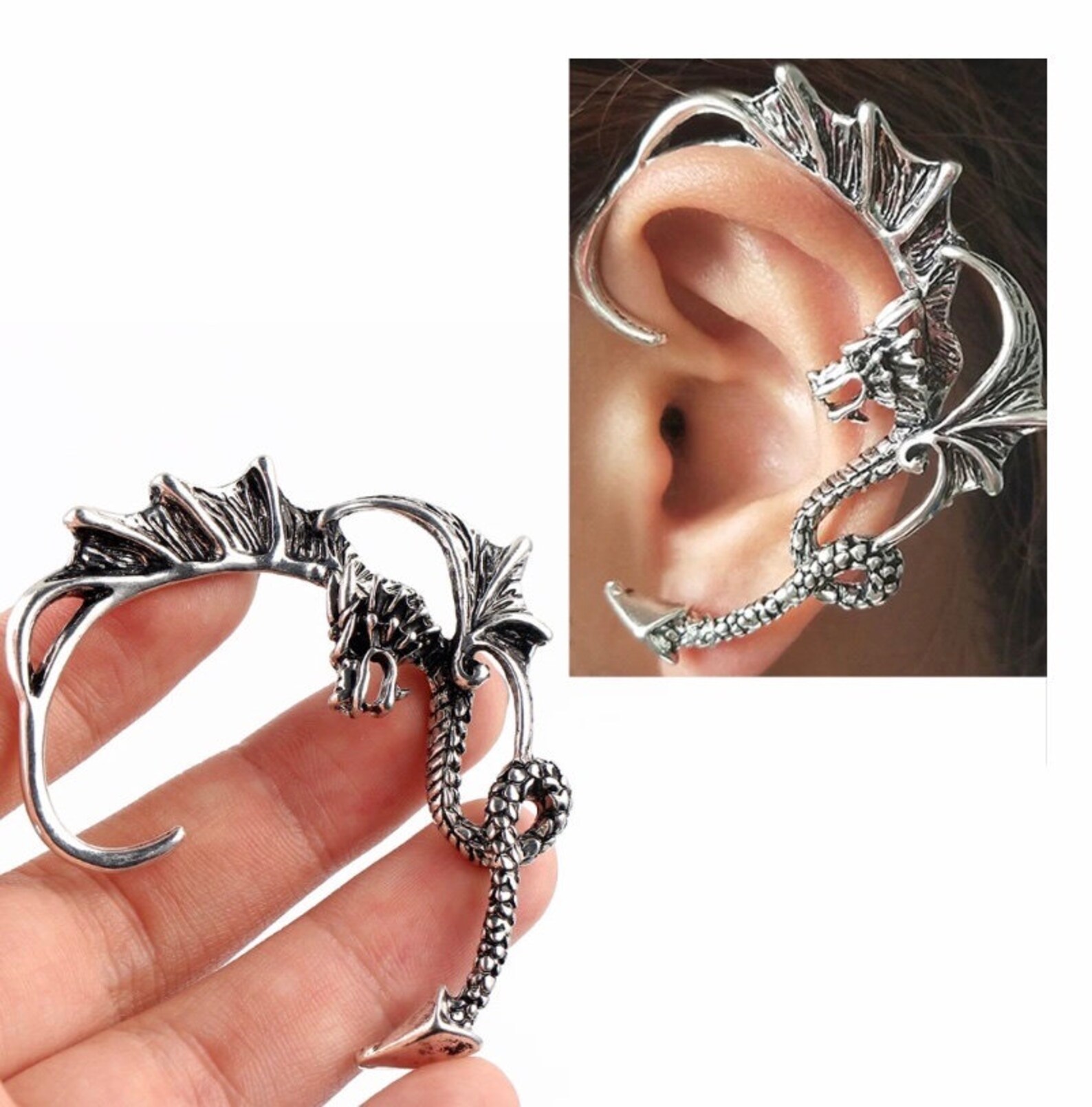 The Dragon Ear Cuff Ear Cuff Ancient Dragon Ear Clip Earrings Etsy UK