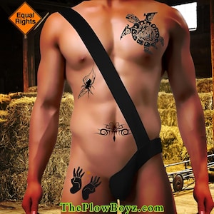Mens Single Side Pouch Sock with Harness, open back Cox Sox
