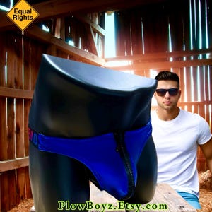 Mens Rhinestone Zipper Jock, Mens Faux Leather Jock, Low Waist Athletic Jock