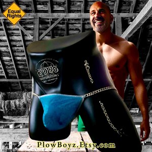 Mens Comfort Stretch Knit Groin Pouch, Chain Waist, G-string Style