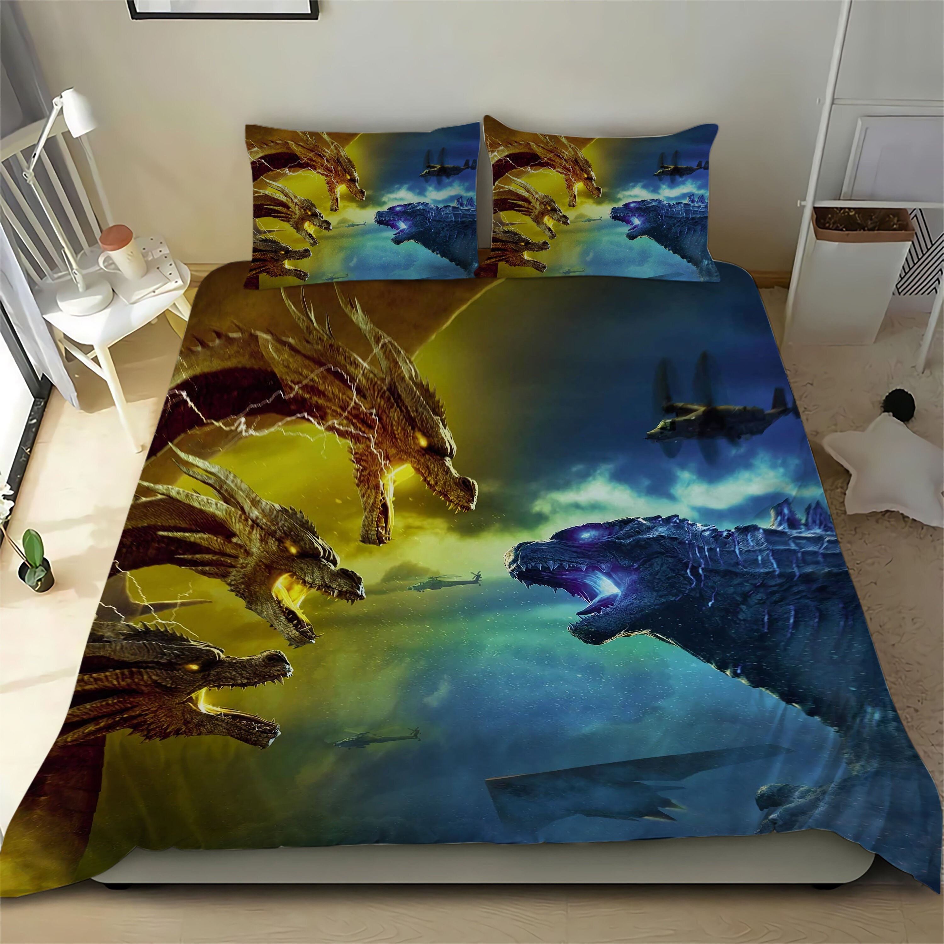 Godzilla Bedding Set 1 Duvet Cover2 Pillow Covers Godzilla Etsy