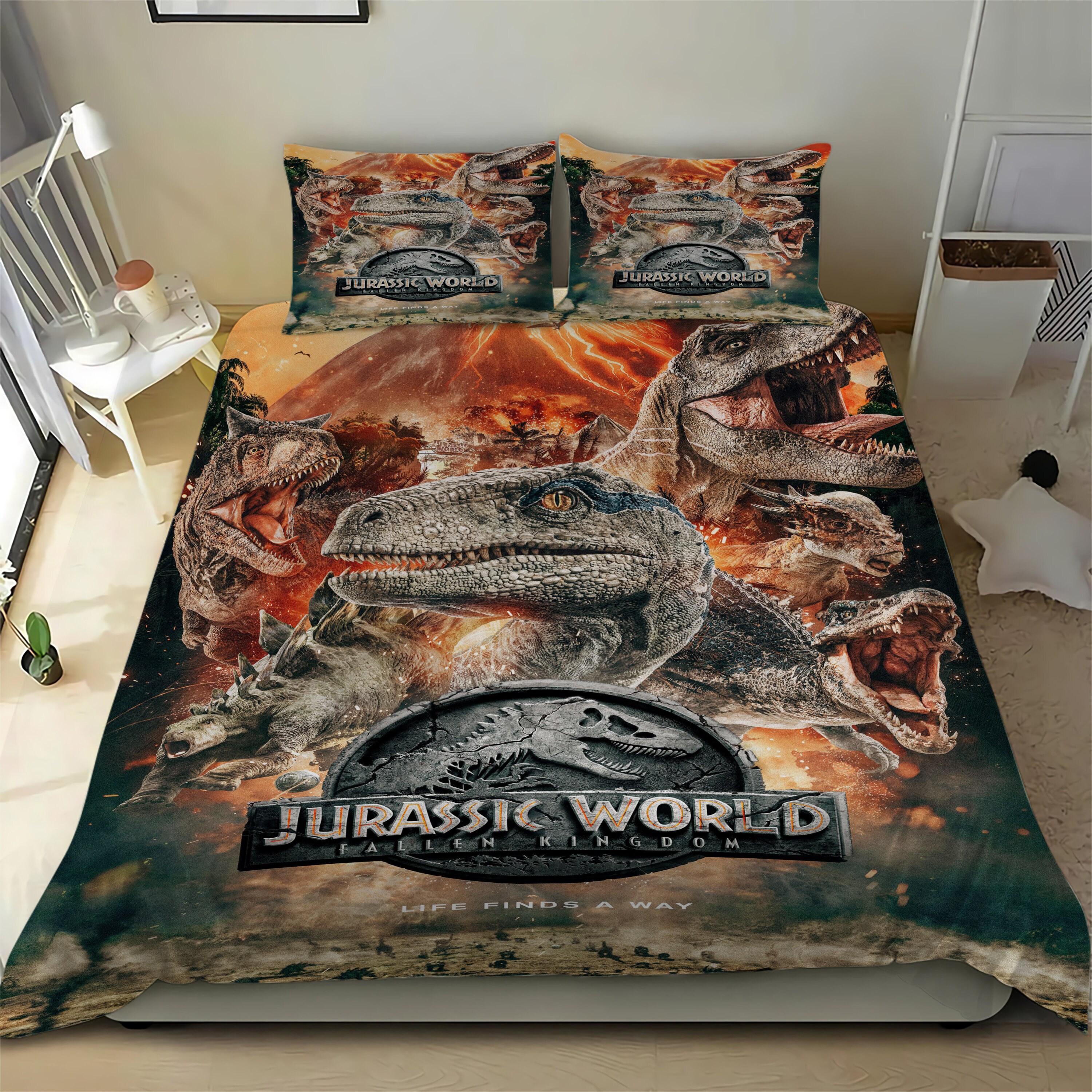 Jurassic World Bedding Set with 2 pillowcases cover Duvet Etsy