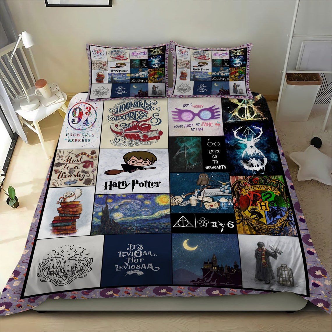 Harry Potter Bedding Set with 2 pillowcases cover Duvet Etsy