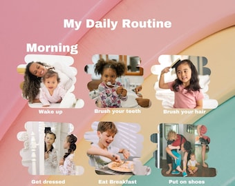 Toddler routine chart poster Morning and Evening. Instant download PDF