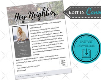 Realtor Hey Neighbor Introduction Letter, Farming Letter Real Estate, Realtor Intro Letter, Real Estate Farming