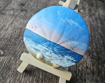 Alba II / Seaside, OR Dollaro di sabbia raccolto a mano / Dipinto acrilico originale / Collezione di dollari di sabbia