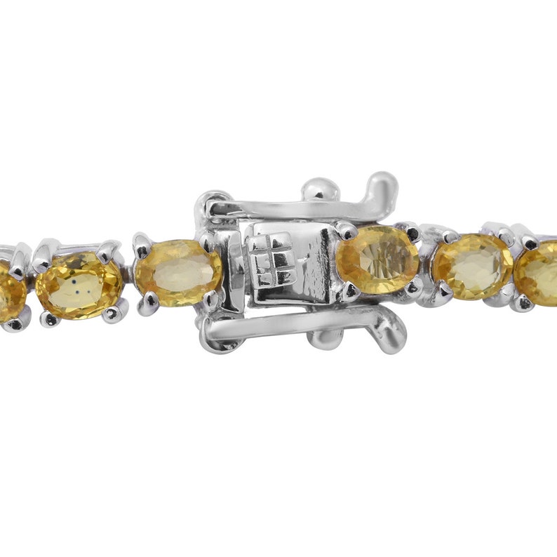 9.12 ctw Yellow Sapphire Tennis Bracelet in Platinum Over Sterling Silver 8.65 Grams Sapphire Jewelry Sapphire Gemstone Gift For Her