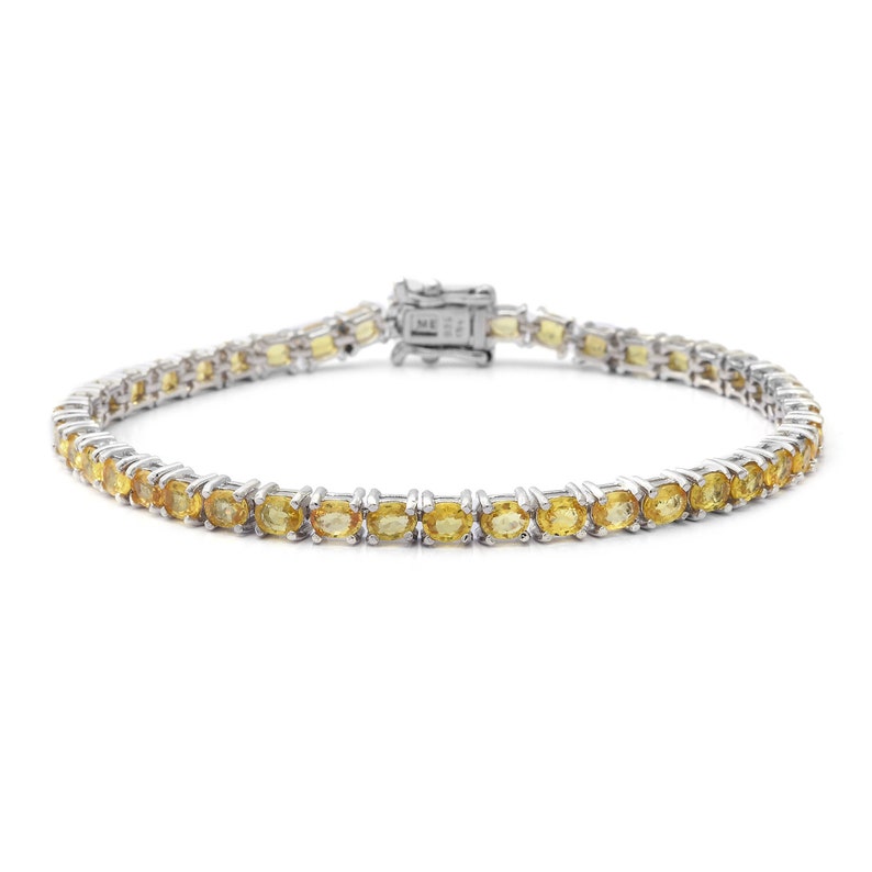 9.12 ctw Yellow Sapphire Tennis Bracelet in Platinum Over Sterling Silver 8.65 Grams Sapphire Jewelry Sapphire Gemstone Gift For Her