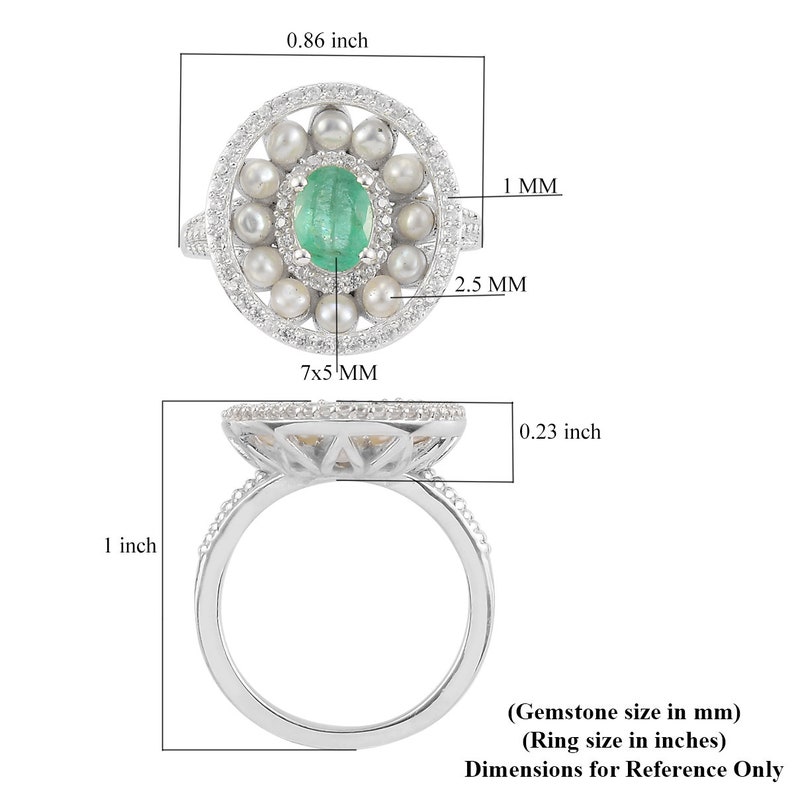 1.25 ctw AA Kagem Zambian Emerald and Multi Gemstone Ring in Platinum Over Sterling Silver Emerald Jewelry Emerald Gemstone Gift For Her