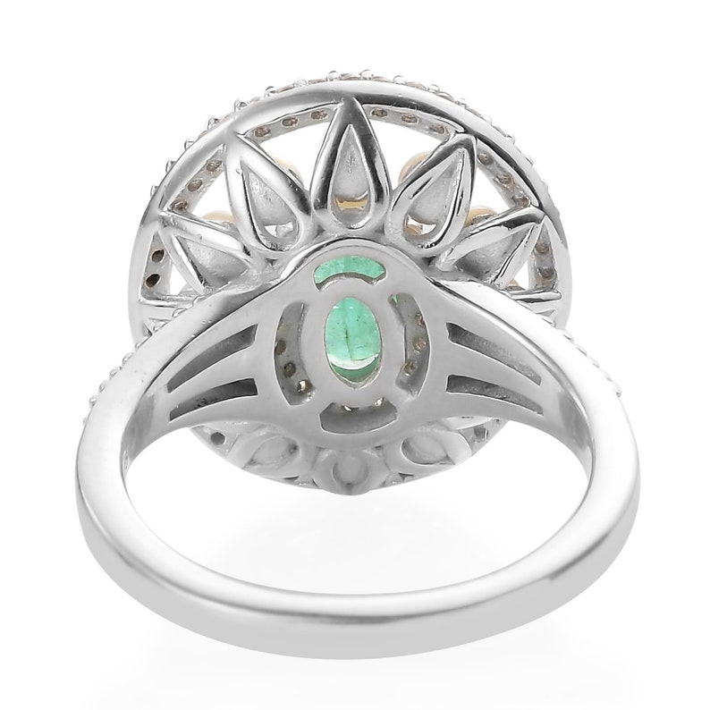 1.25 ctw AA Kagem Zambian Emerald and Multi Gemstone Ring in Platinum Over Sterling Silver Emerald Jewelry Emerald Gemstone Gift For Her