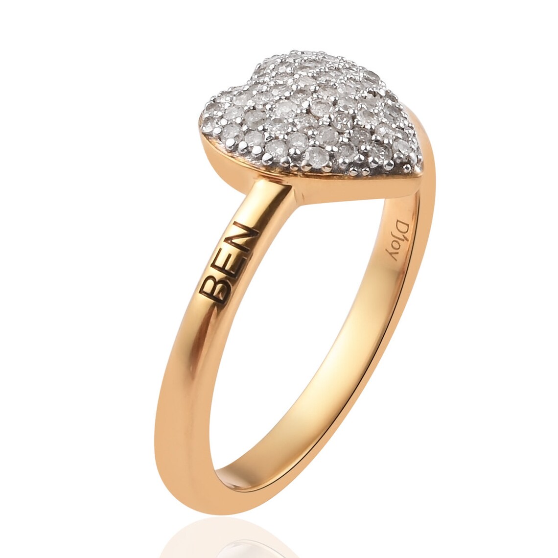 0.35 ctw Diamond Ring in 14K Yellow Gold Over Sterling Silver Etsy