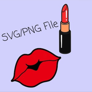 Lippen und Lippenstift SVG / PNG Instand Download Datei für Cricut
