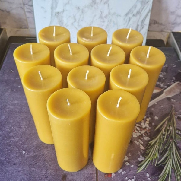 Large beeswax pillar candles, long lasting, eco, natural