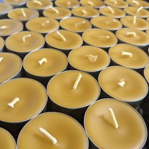 Velas de té de cera de abejas, ecológicas, con luz natural, juegos de 10,25 y 50