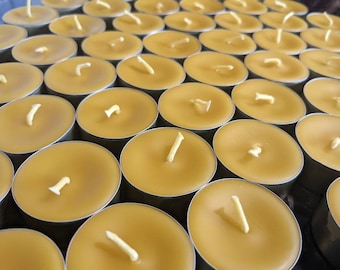 Beeswax tea lights, eco, natural light, sets of 10,25 and 50