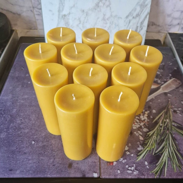 Large beeswax pillar candle, long lasting, eco, natural