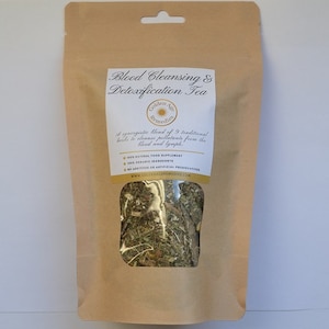 Blood Cleansing & Detoxification Tea (100% organic): A blend of 9 traditional herbs to cleanse pollutants from the blood and lymph.