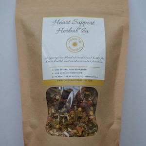 Heart Support Herbal Tea 100g: A synergistic blend of traditional herbs for heart health and cardiovascular function. 100% organic.