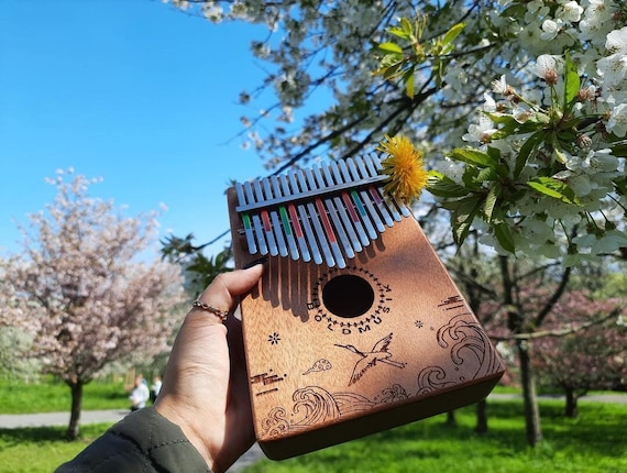 Kalimba Thumb Piano, Handmade Musical Instrument Gift, Ocean Waves by Bold Musik