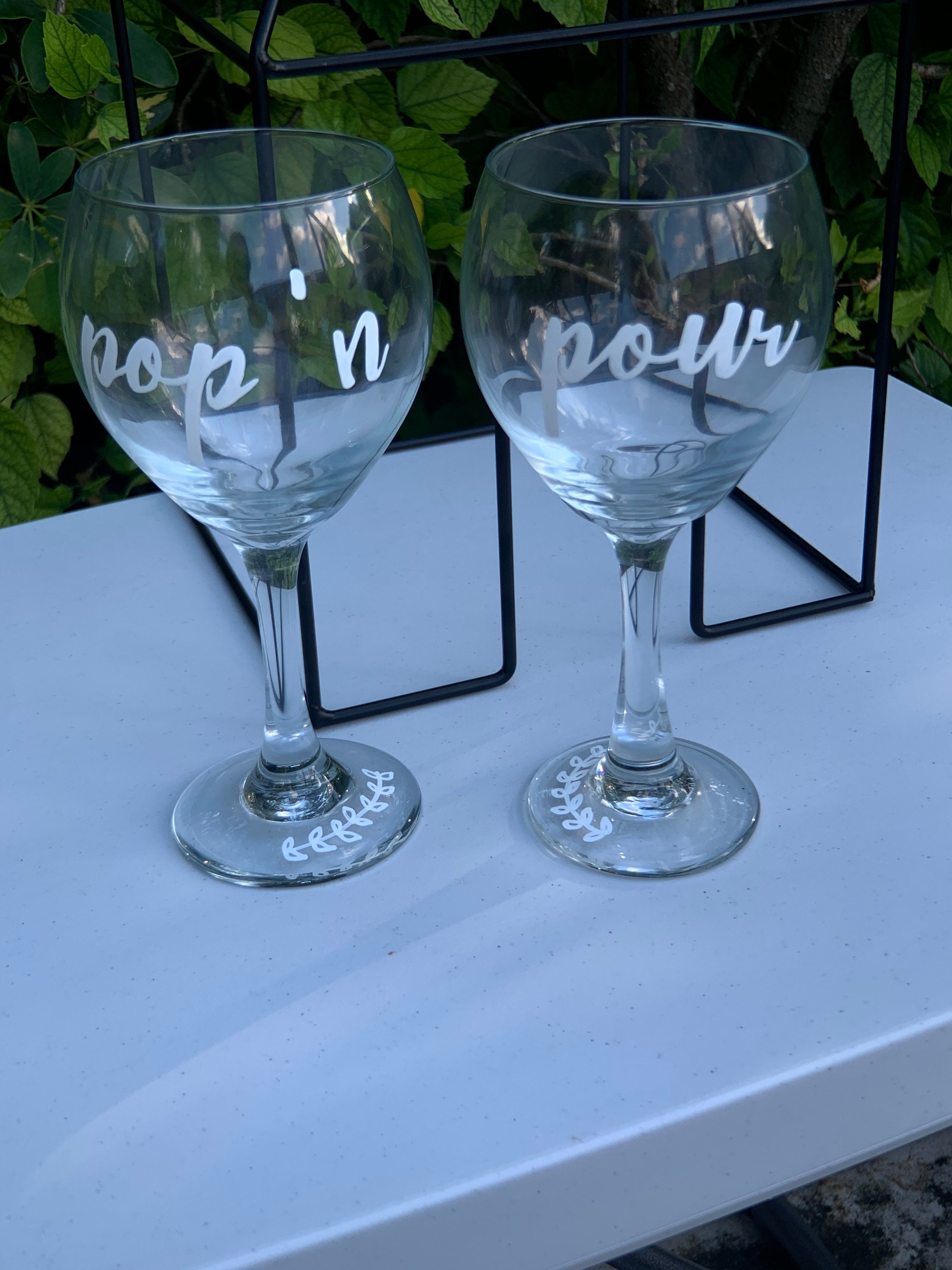 Hand Painted Custom Wine Glasses Set of 2 Wine Glasses Custom Message