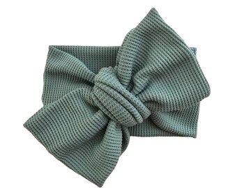 Baby Oversized Bow Headband/baby Top knot/ Newborn Headwraps/ Sage Color