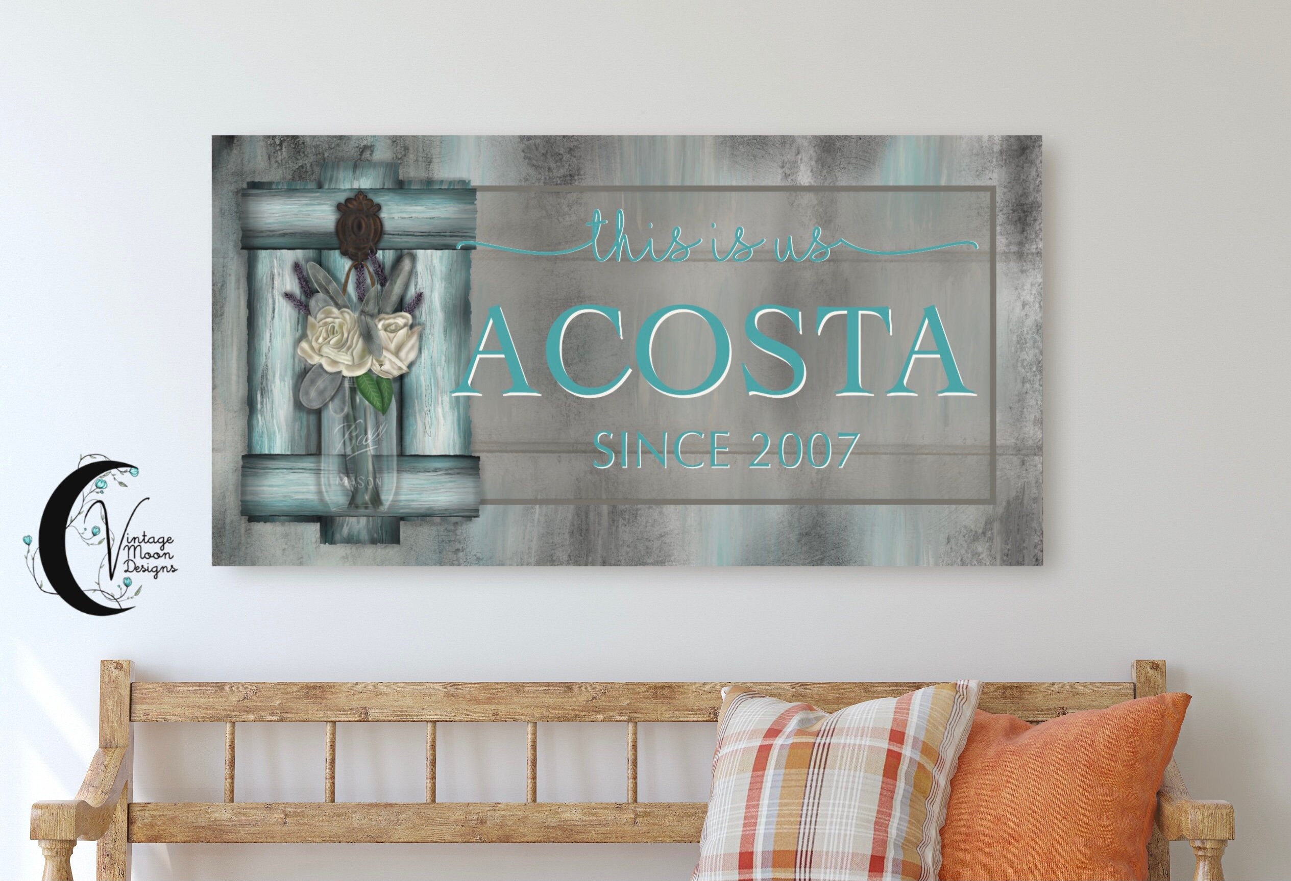 This is Us Mason Jar Canvas Rustic Sign Wall Decor Family Etsy