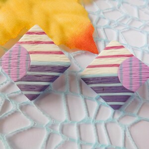 Square striped earrings, square earrings, gifts for her, exclusive design, unique piece, geometric design earrings