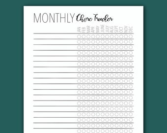 Monthly Chore Tracker, Household Chore Tracker, Monthly Chore Chart, Household Chore Planner, Home Maintenance  Planner, Monthly Planner