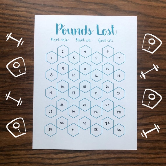 Weightloss Tracker, Pounds Lost, Progress Tracker, Bullet Journal, Digital  File