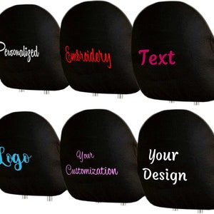 Personalized gift customized embroidery black color AUTO Truck SUV car seat headrest cover 1 Piece Universal Size