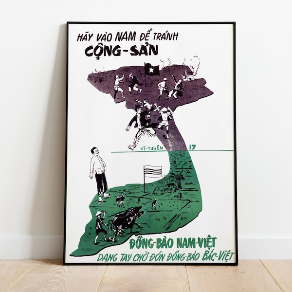 Come South - South Vietnamese Anti-Communist Cold War Propaganda Poster/Sticker