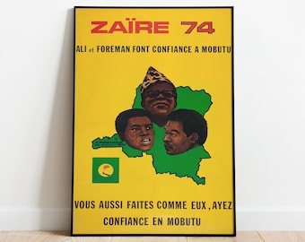 Zaire 74 &#39;Rumble in the Jungle&#39; - Congolese Boxing (George Foreman &  Muhammad Ali) Propaganda Poster/Sticker
