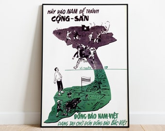 Come South - South Vietnamese Anti-Communist Cold War Propaganda Poster/Sticker